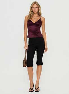 Lunetta Picot Trim Cami Top Burgundy