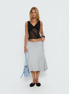 No Place Like Home Lace Trim V-Neck Top Black