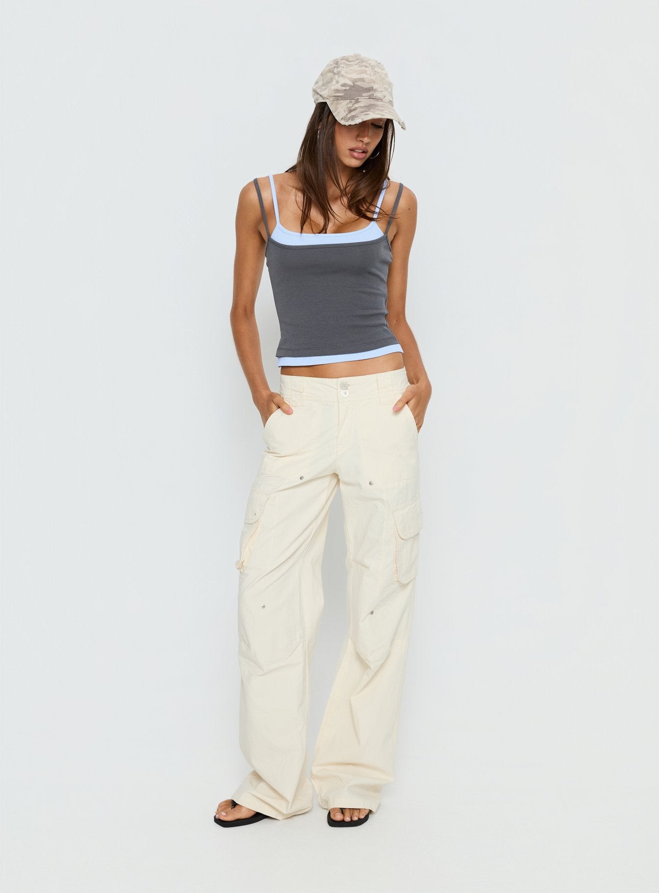 Maeka Layered Jersey Tank Top Grey / Blue