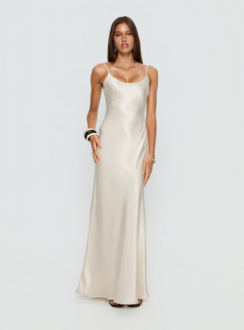 Miracles Scoop Satin Maxi Dress Champagne | Princess Polly Miracles Scoop Satin Maxi Dress Champagne | Princess Polly