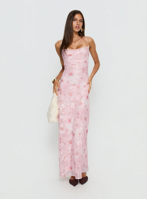 Celena Maxi Dress | Pink Floral Burnout | Womens