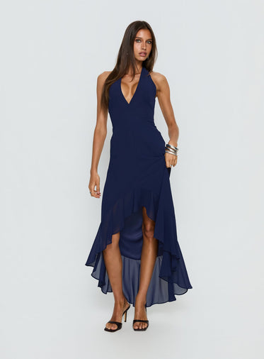 navy blue womens dress pants Princess Ball Gown Dusty Blue Tiered Prom Dress