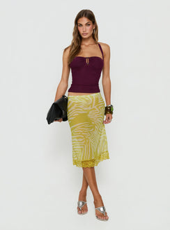Babydoll Sheer Midi Skirt Chartreuse