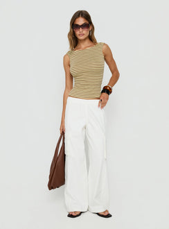 Scarletta Ultra Wide Tie Waist Cargo Pants White