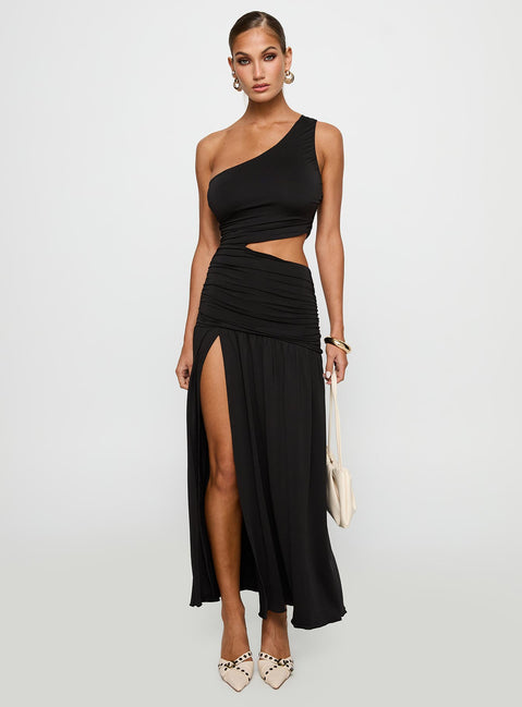 Magnetize Ruched Maxi Dress | Black | Womens | Princess Polly Lower Impact Magnetize Ruched Maxi Dress | Black | Womens | Princess Polly Lower Impact
