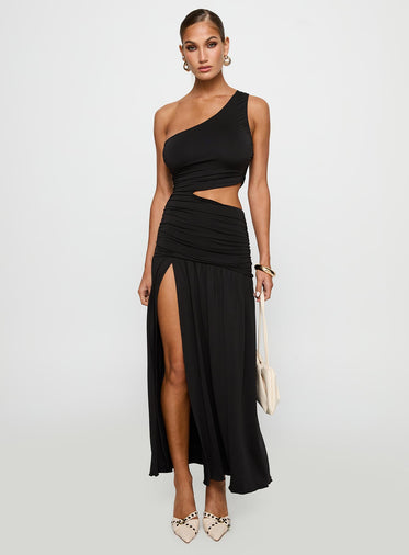 Magnetize Ruched Maxi Dress Black