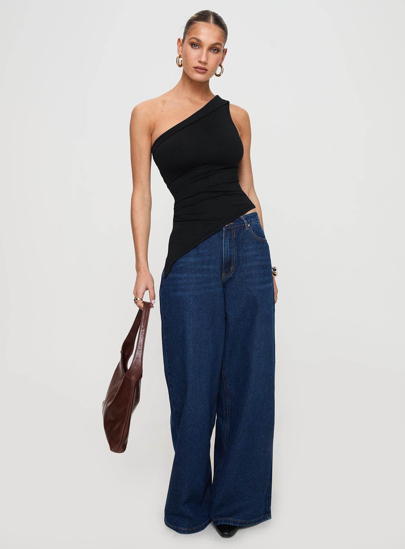 キャミソール louren one shoulder camisole One Shoulder Tank - Off White