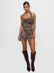 Vestaire Halter Mini Dress Leopard