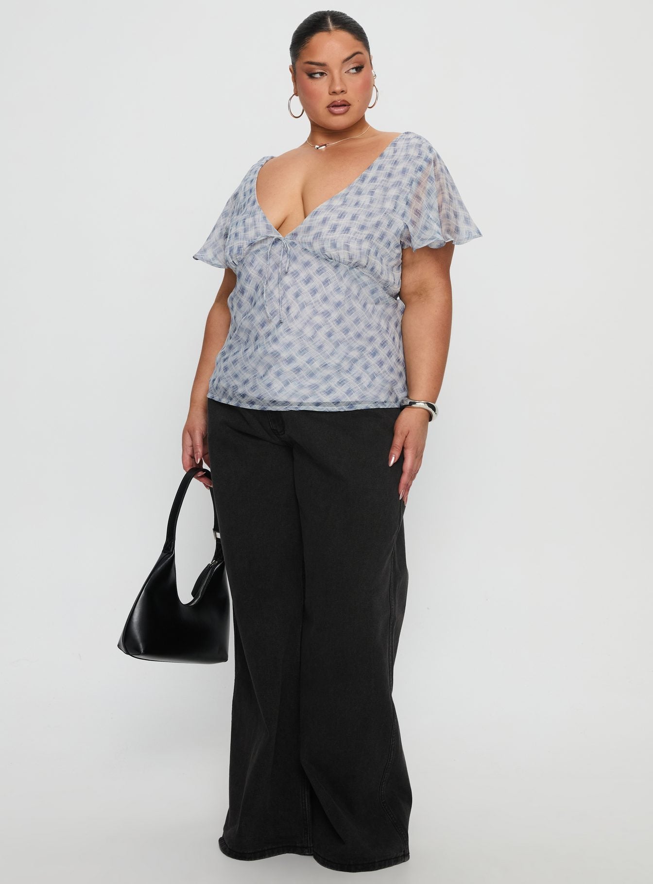 My Last Love Top Blue Check Curve | Princess Polly