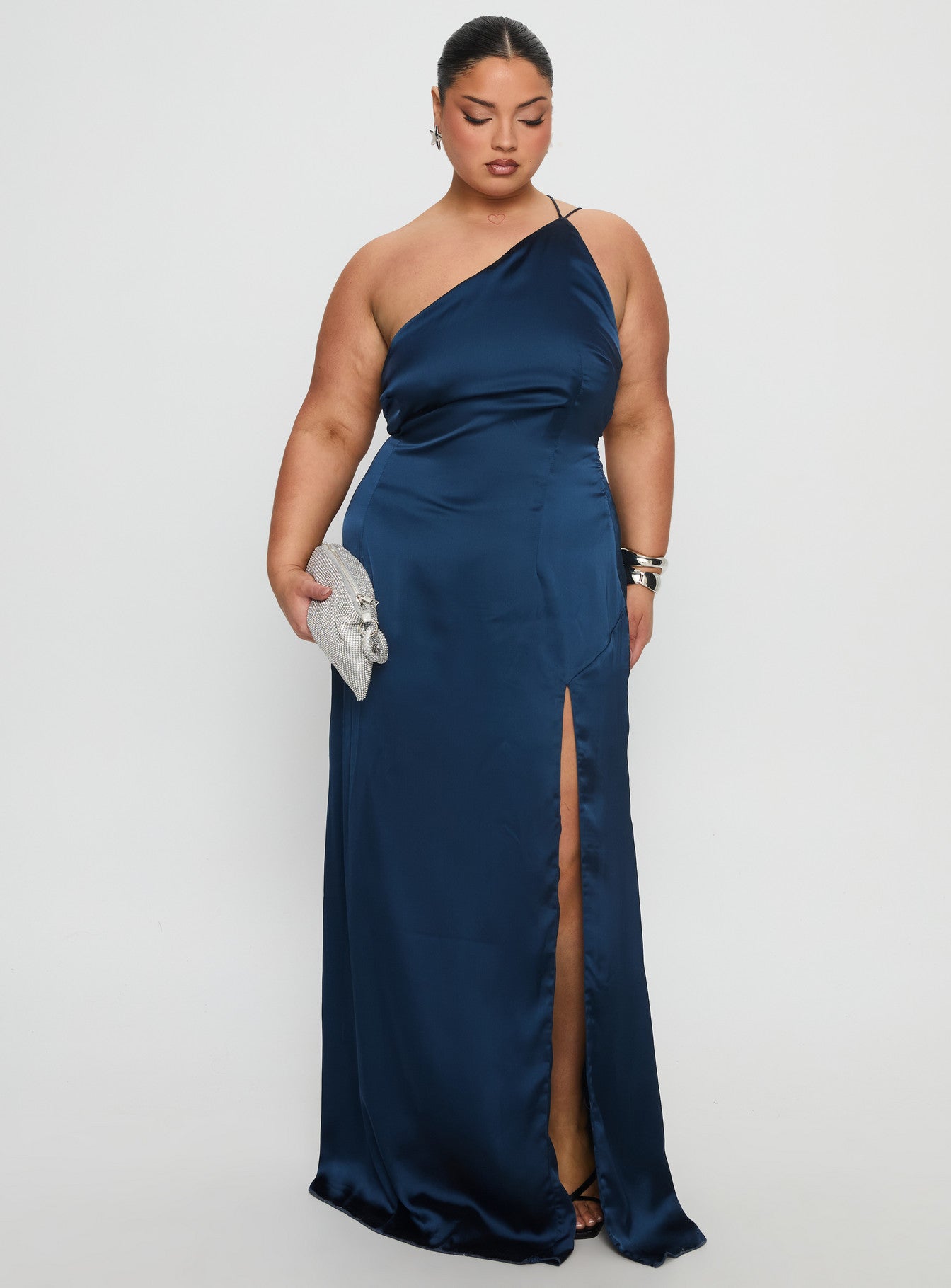 Kiss Of Life Satin Maxi Dress Navy Curve | Princess Polly Kiss Of Life Satin Maxi Dress Navy Curve | Princess Polly