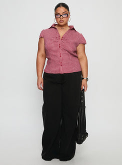 Arianwyn Short Sleeve Shirt Red Check Curve