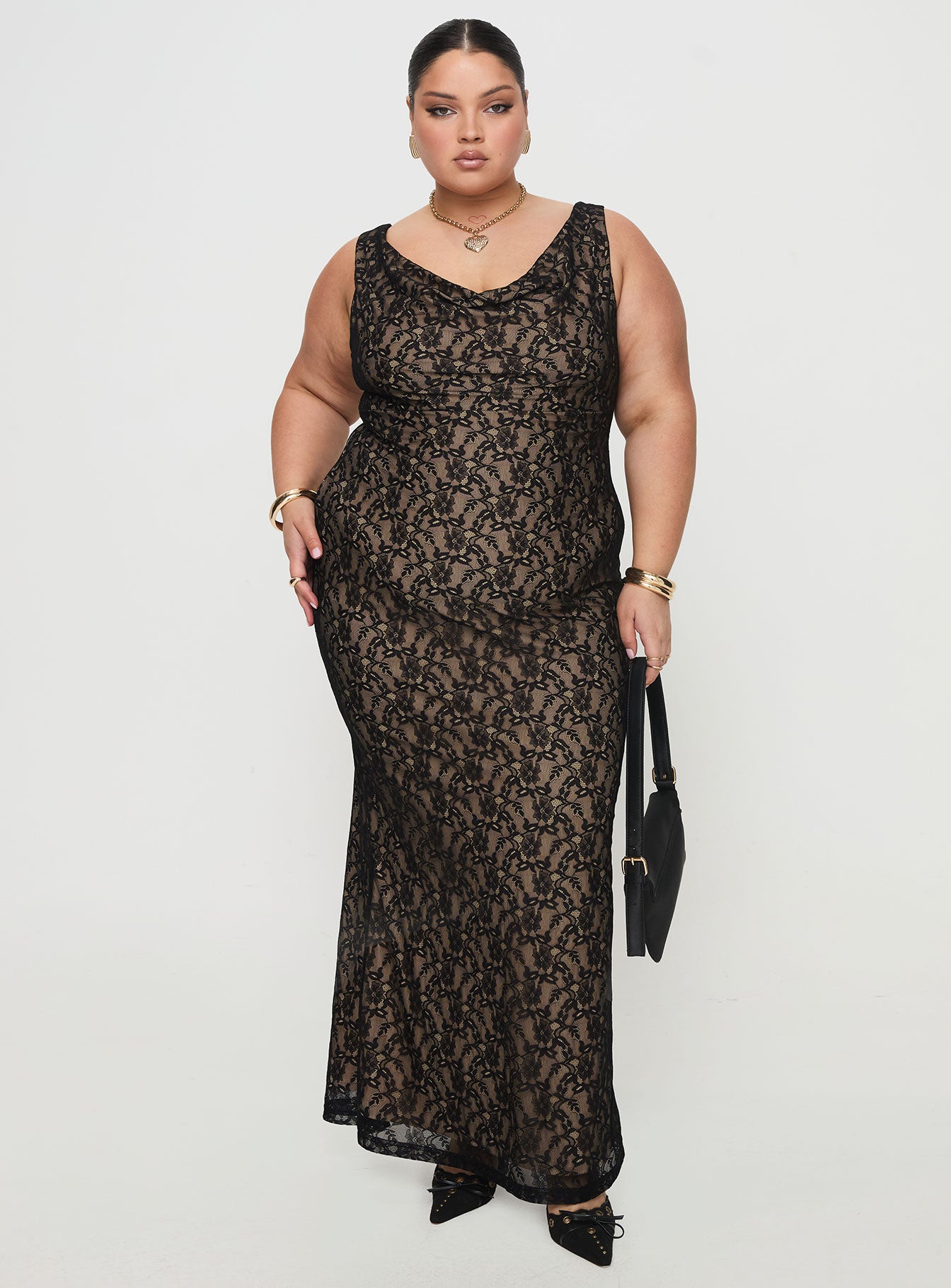 Romani Lace Maxi Dress Black Curve | Princess Polly Romani Lace Maxi Dress Black Curve | Princess Polly