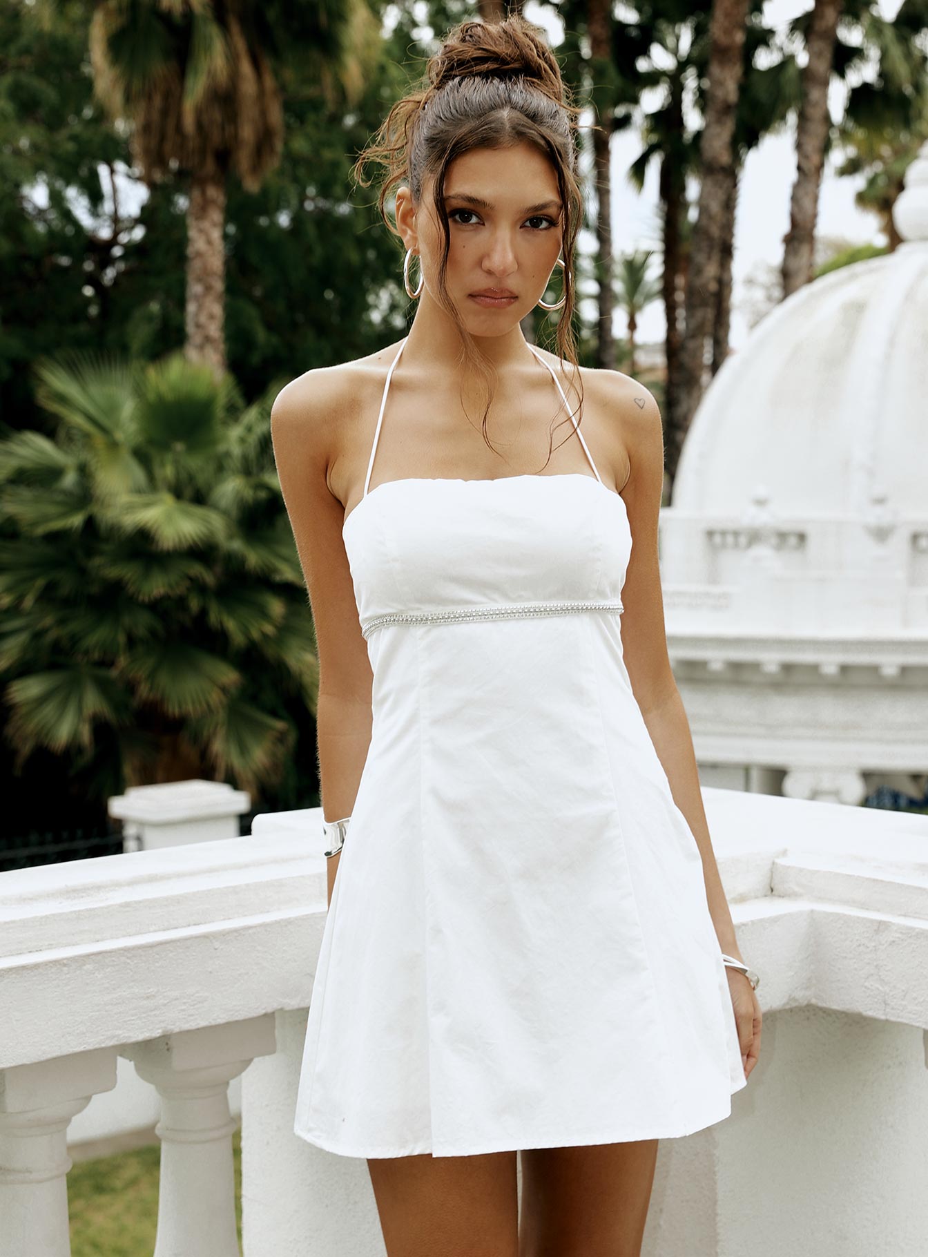princess polly white dresses Just Promise Diamante Detail Mini Dress White