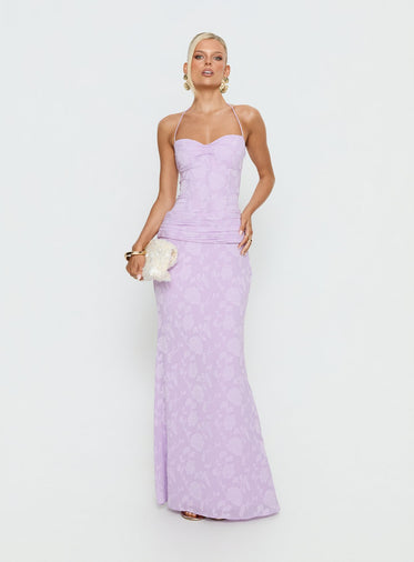 fitted lace wedding dress Embellished Bandeau Ruffle Maxi Dress in Plum - 6 main image 1