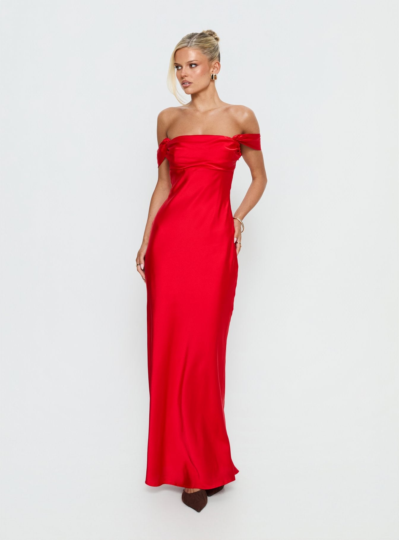 Azura Off The Shoulder Maxi Dress Red | Princess Polly Azura Off The Shoulder Maxi Dress Red | Princess Polly
