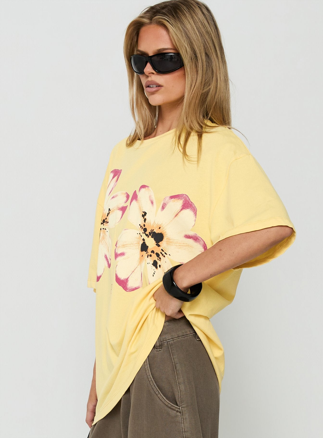 Botanic Lover Oversized Graphic Tee Washed Yellow