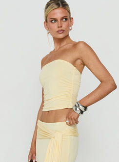 Aymee Strapless Ruched Top Yellow