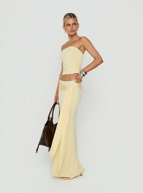 Aymee Tie Detail Maxi Skirt Yellow