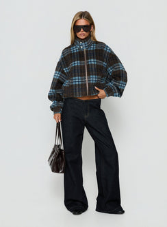 Ellissa Bomber Jacket Blue Check