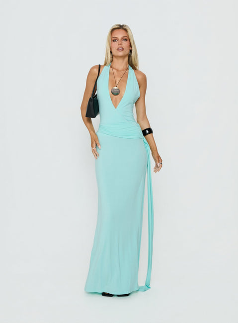 So Major Draped A-Line Maxi Dress Blue