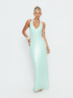 Isanna Halter Sequin Maxi Dress Jelly Mint | Princess Polly Isanna Halter Sequin Maxi Dress Jelly Mint | Princess Polly