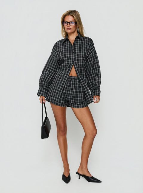 Quiny Long Sleeve Shirt Black Check