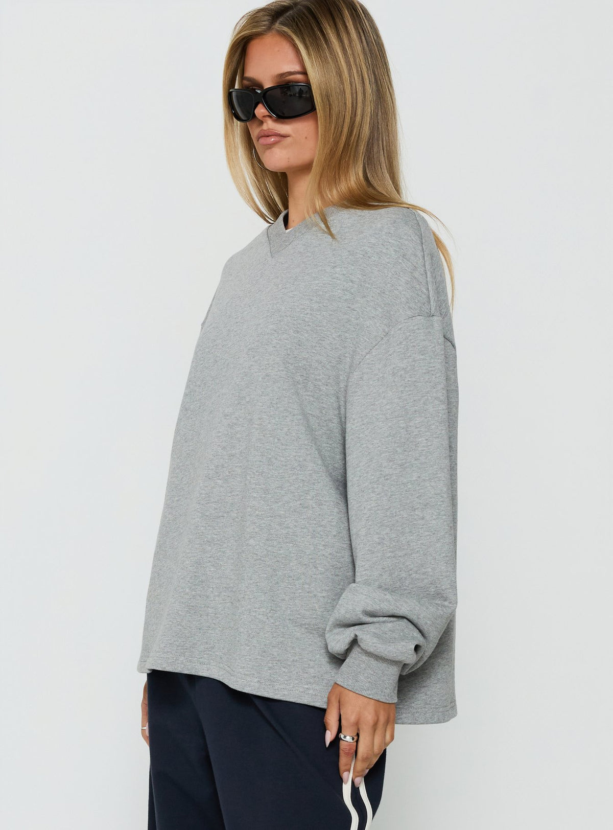Opollo V Neck Jumper Grey Marle