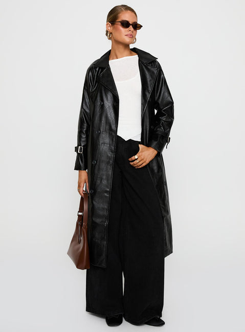 Montanna Faux Leather Coat Black | Princess Polly Montanna Faux Leather Coat Black | Princess Polly
