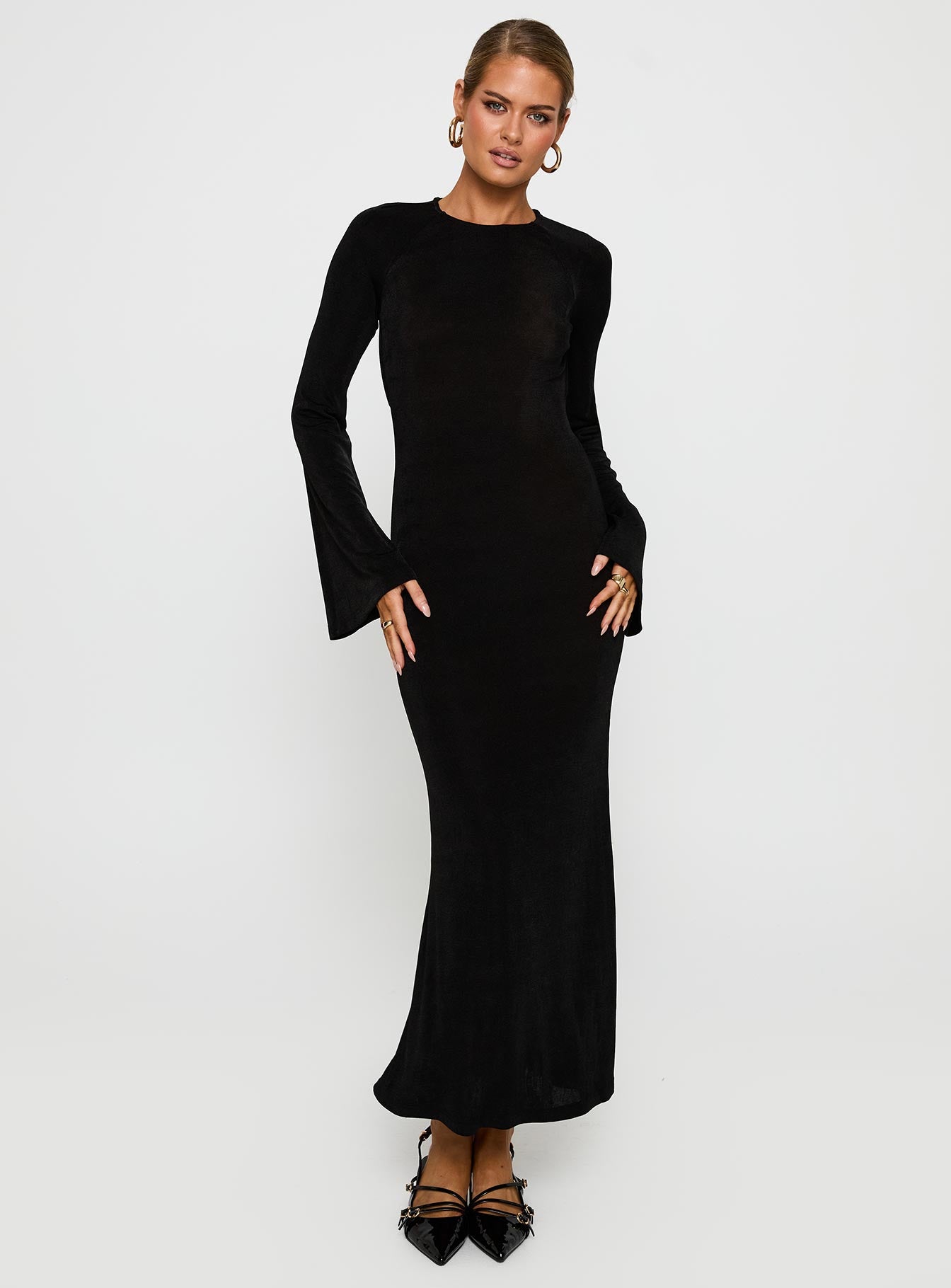 Amersham Long Sleeve Maxi Dress Black | Princess Polly