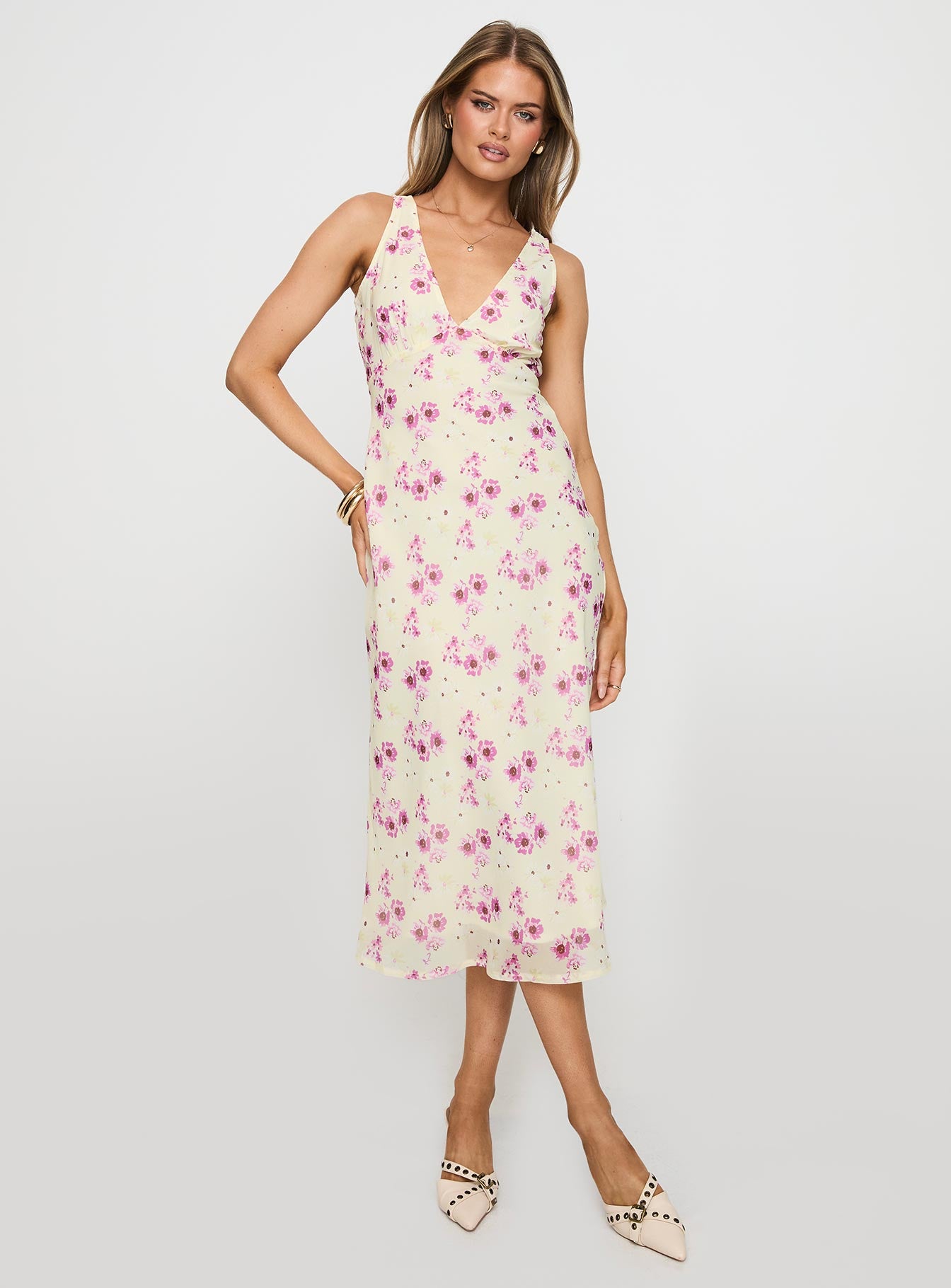 Nellie Midi Dress Floral | Yellow | Womens | Princess Polly Nellie Midi Dress Floral | Yellow | Womens | Princess Polly