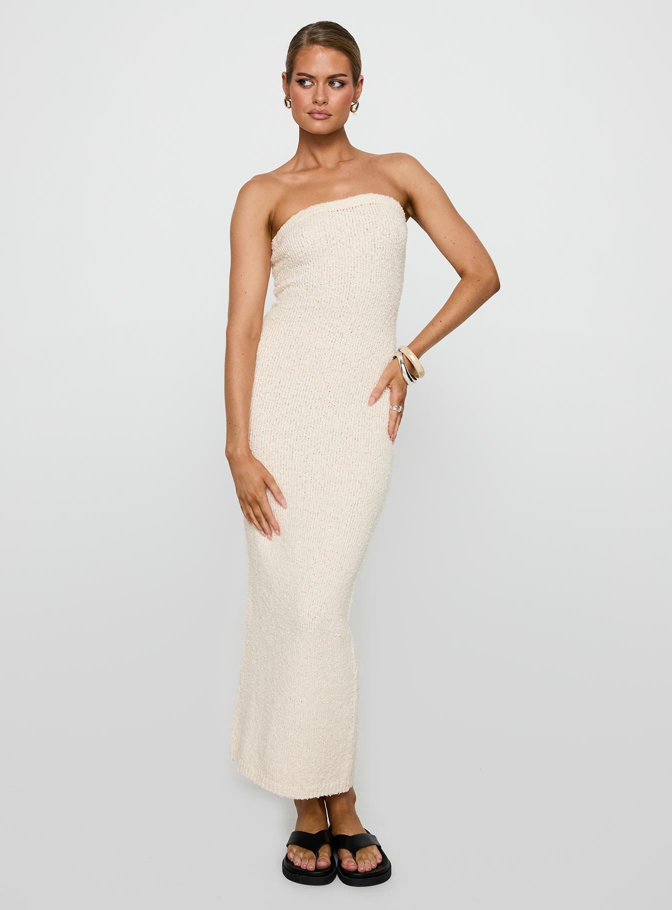 Cloud Strapless Boucle Maxi Dress Cream | Princess Polly Cloud Strapless Boucle Maxi Dress Cream | Princess Polly