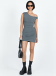 Princess Polly Asymmetric Neckline  Ragan One Shoulder Mini Dress Grey