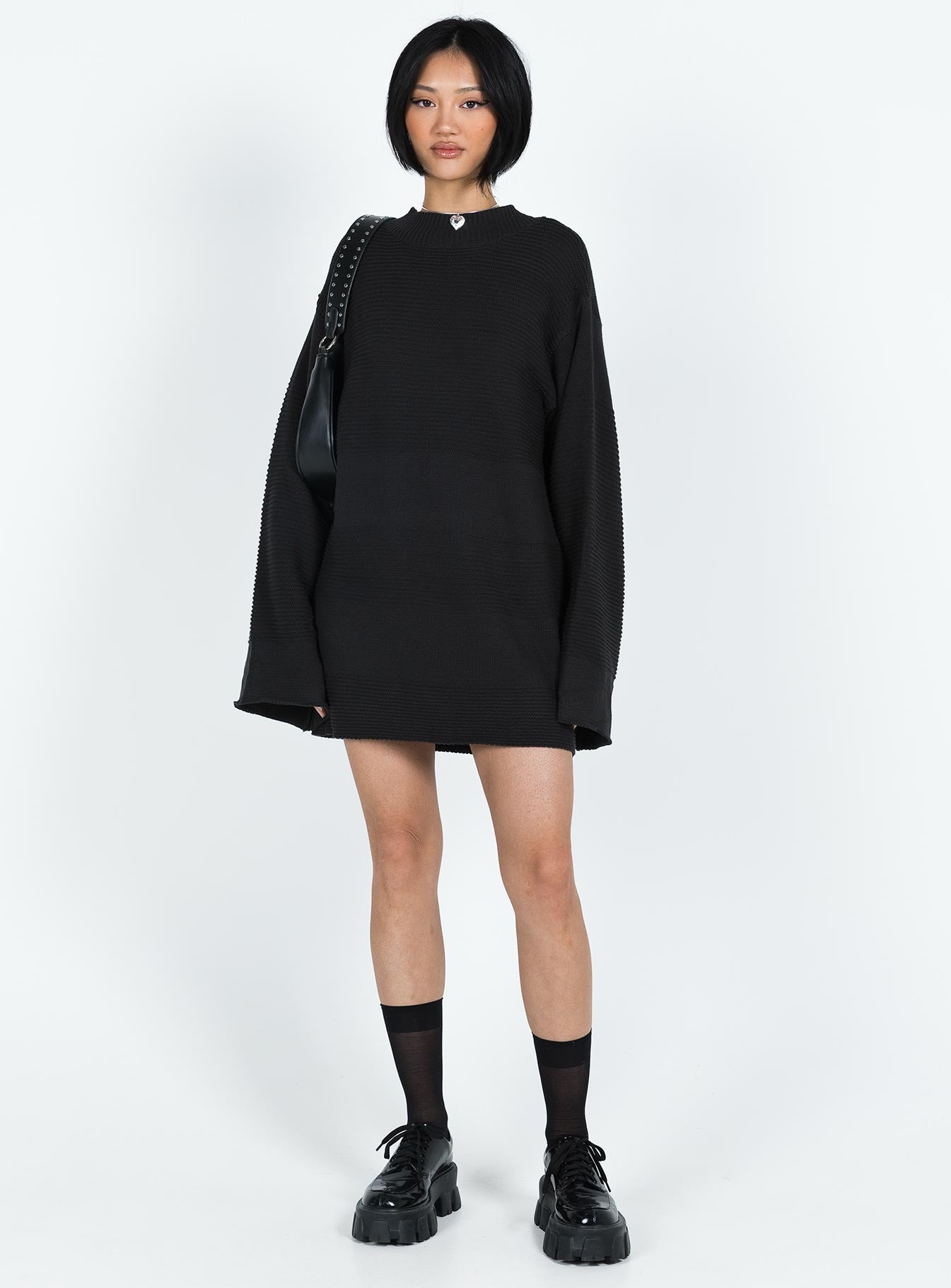 Cheyenne Knit Sweater Dress Black | Princess Polly Cheyenne Knit Sweater Dress Black | Princess Polly