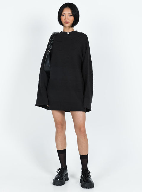Cheyenne Knit Sweater Dress Black | Princess Polly Cheyenne Knit Sweater Dress Black | Princess Polly