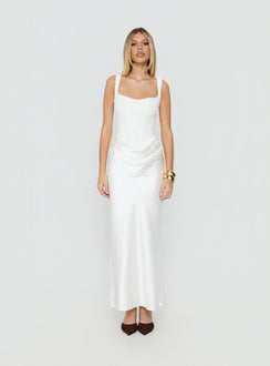 Ryana Corset Drape Maxi Dress White