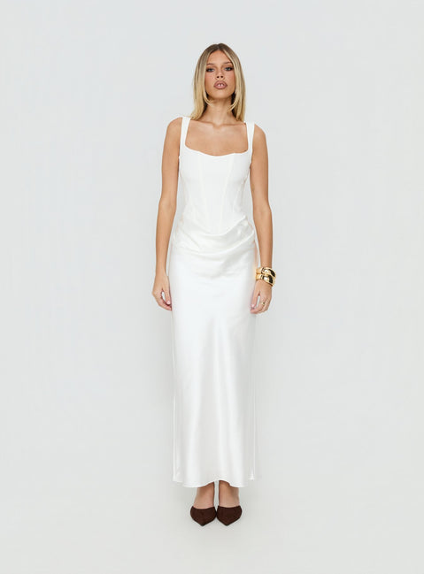 Ryana Corset Drape Maxi Dress White