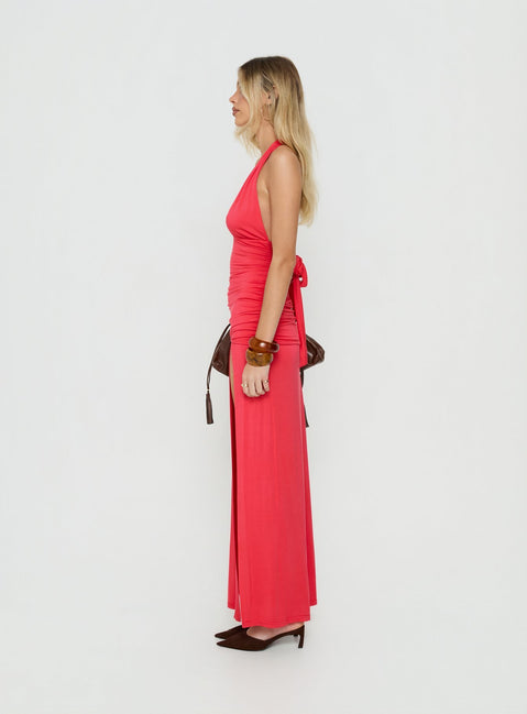 Anaisa Halter Jersey Maxi Dress Guava | Princess Polly Anaisa Halter Jersey Maxi Dress Guava | Princess Polly