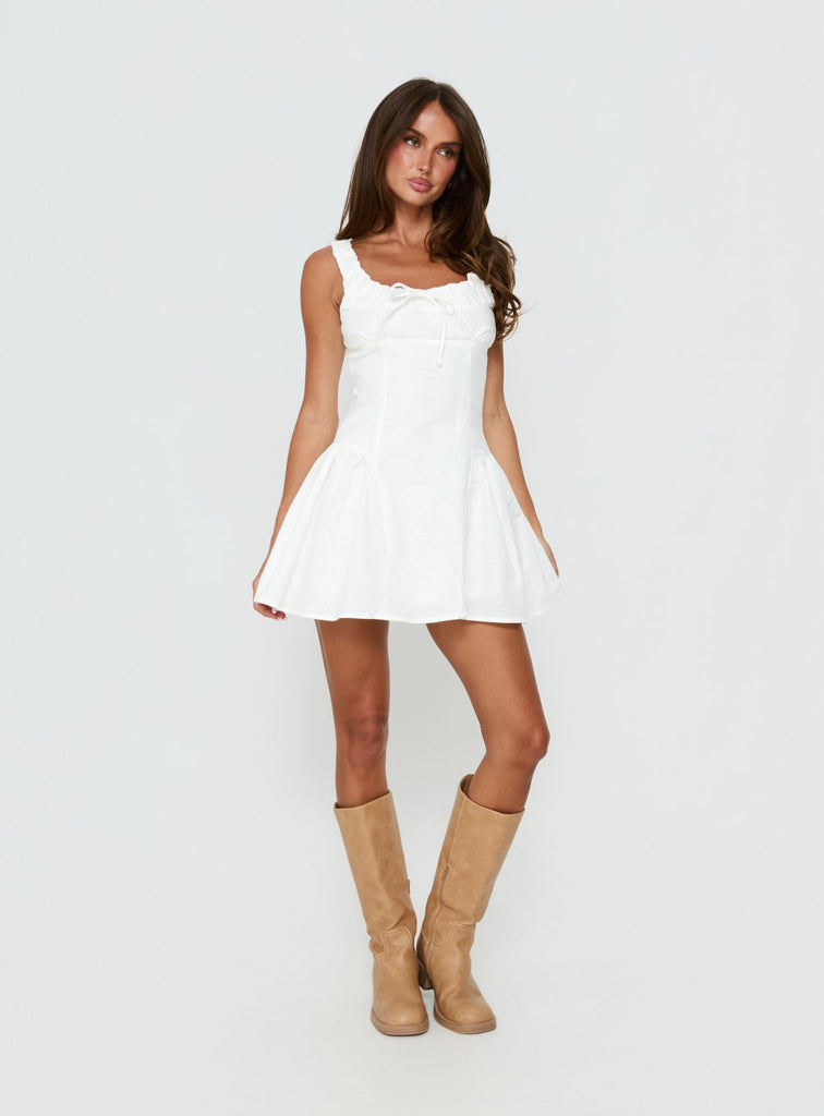 Rozalea Ruched Mini Dress White | Princess Polly