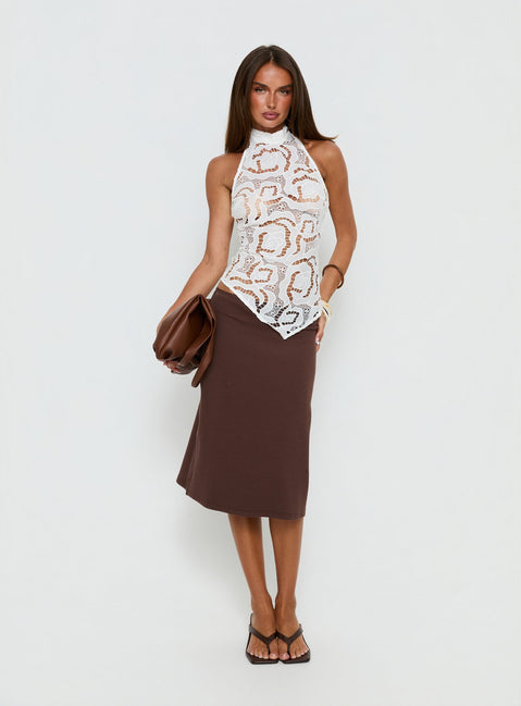 Sailboat Asymmetrical Halter Top White