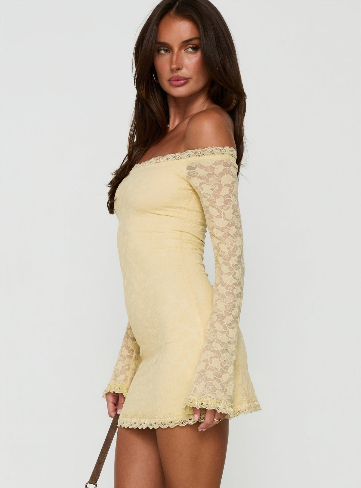 Avenues Long Sleeve Lace Mini Dress Butter