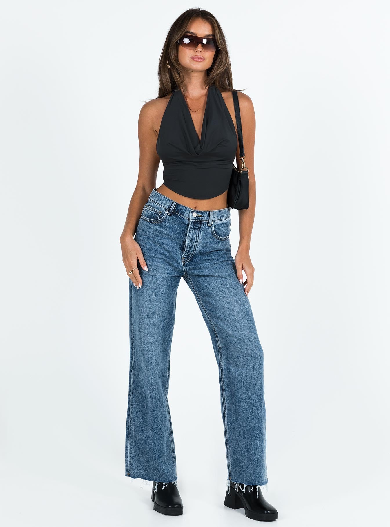 product Princess Polly Sleeveless Cowl  Karima Halter Top Black