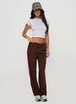 front view of model wearing Princess Polly Maranie Pants Brown / Red Low Rise Pants 