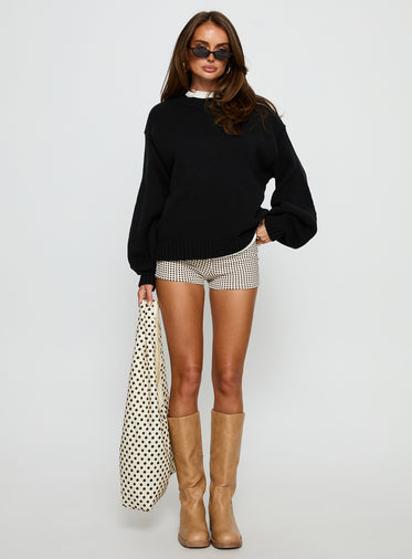Harmony Balloon Sleeve Knit Sweater Black