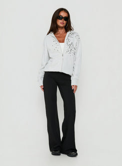All Day Studded Oversized Hoodie Grey Marle