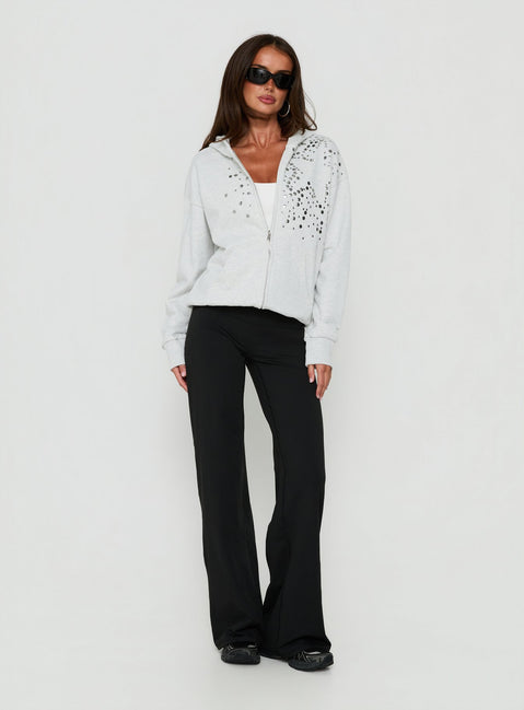 All Day Studded Oversized Hoodie Grey Marle