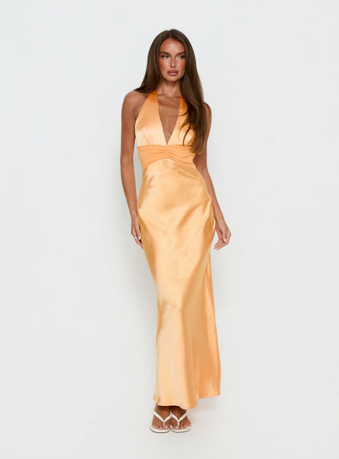 gold plunge maxi dress Gold Satin Plunge Maxi Dress – Liquorish Online