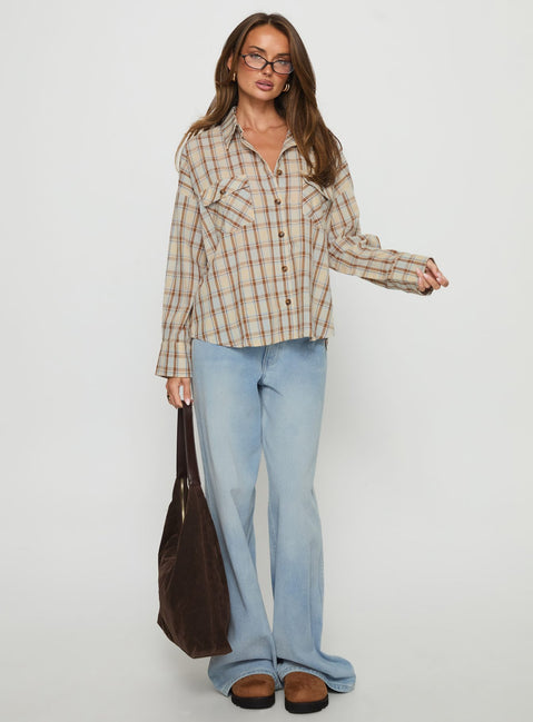 Sweet Summer Flannel Top Blue Check