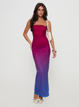 front view of model wearing Princess Polly Stolen Love Strapless Maxi Dress Pink / Purple Ombre Straight Neck 