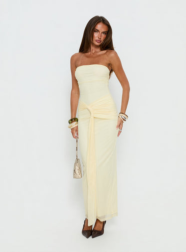 open lace back dress Odyssa Halter Maxi Dress Yellow main image 0