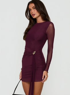 Dreww Long Sleeve Mini Dress Berry